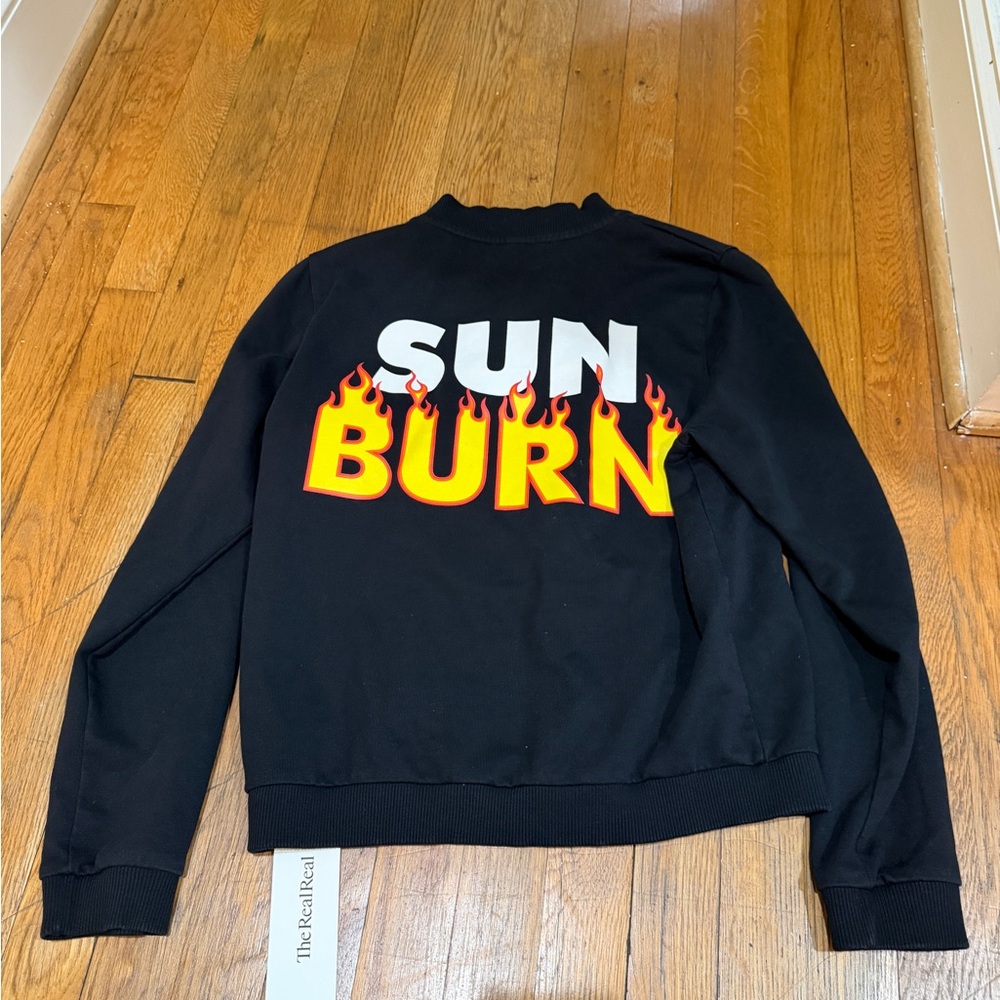 MOSCHINO swim Black 'Sun Burn' Graphic zip up jacket